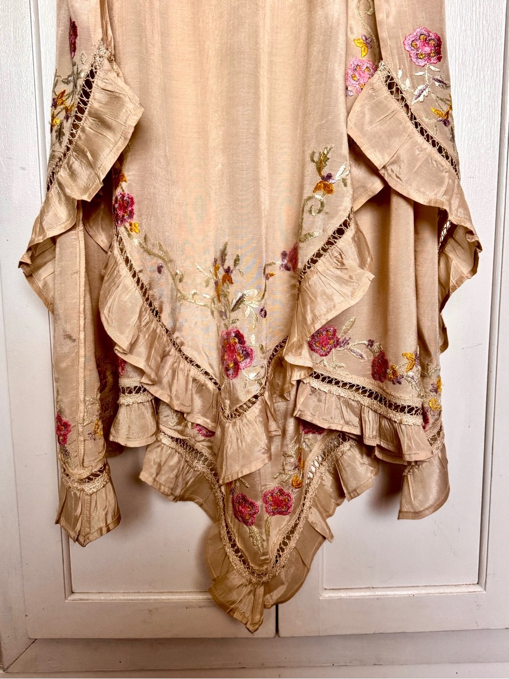 Free People Cream Floral Embroidered V-Neck Slip Dress - Picture 9 of 16